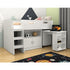 Kidsaw Kudl Storage Mid Sleeper with Desk and Cupboard - White