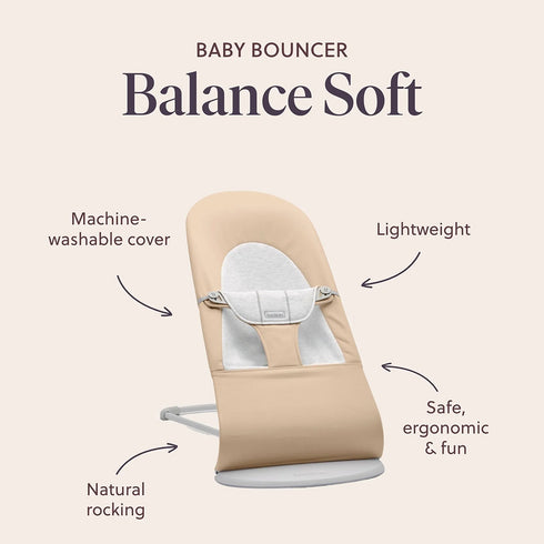 BabyBjörn Baby Bouncers Balance Soft- Woven/ Jersey, Beige/Grey