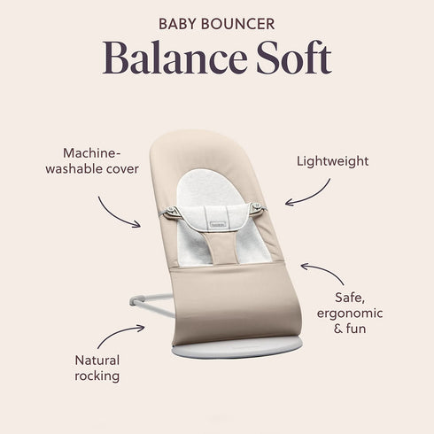 BabyBjörn Baby Bouncers Balance Soft- 3D Mesh, Grey Beige/White