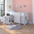 Uno White Midsleeper With Pull Out Desk And 3 Drawer Chest And Cube Unit