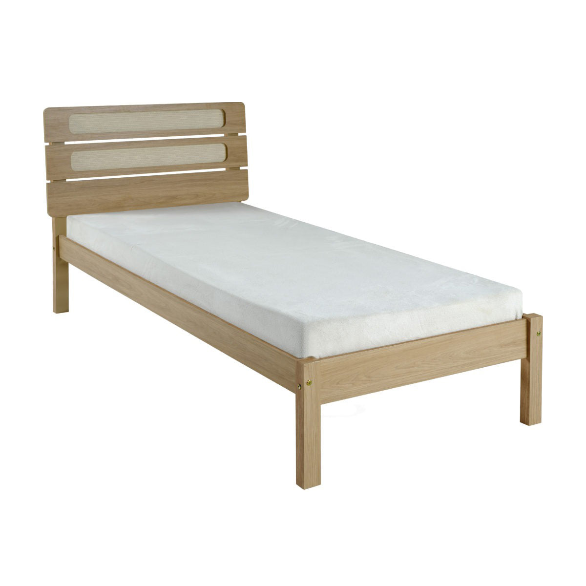 Santana 3FT Bed - Light Oak/Rattan Effect