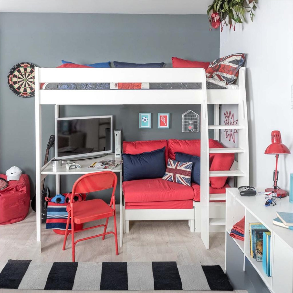 Highsleeper, Sofa, Fixed Desk Sofa Red