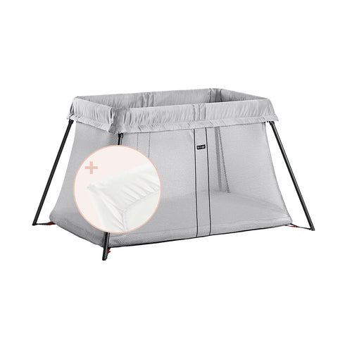 BabyBjörn Bundle Travel Cot Light + Fitted Sheet Silver
