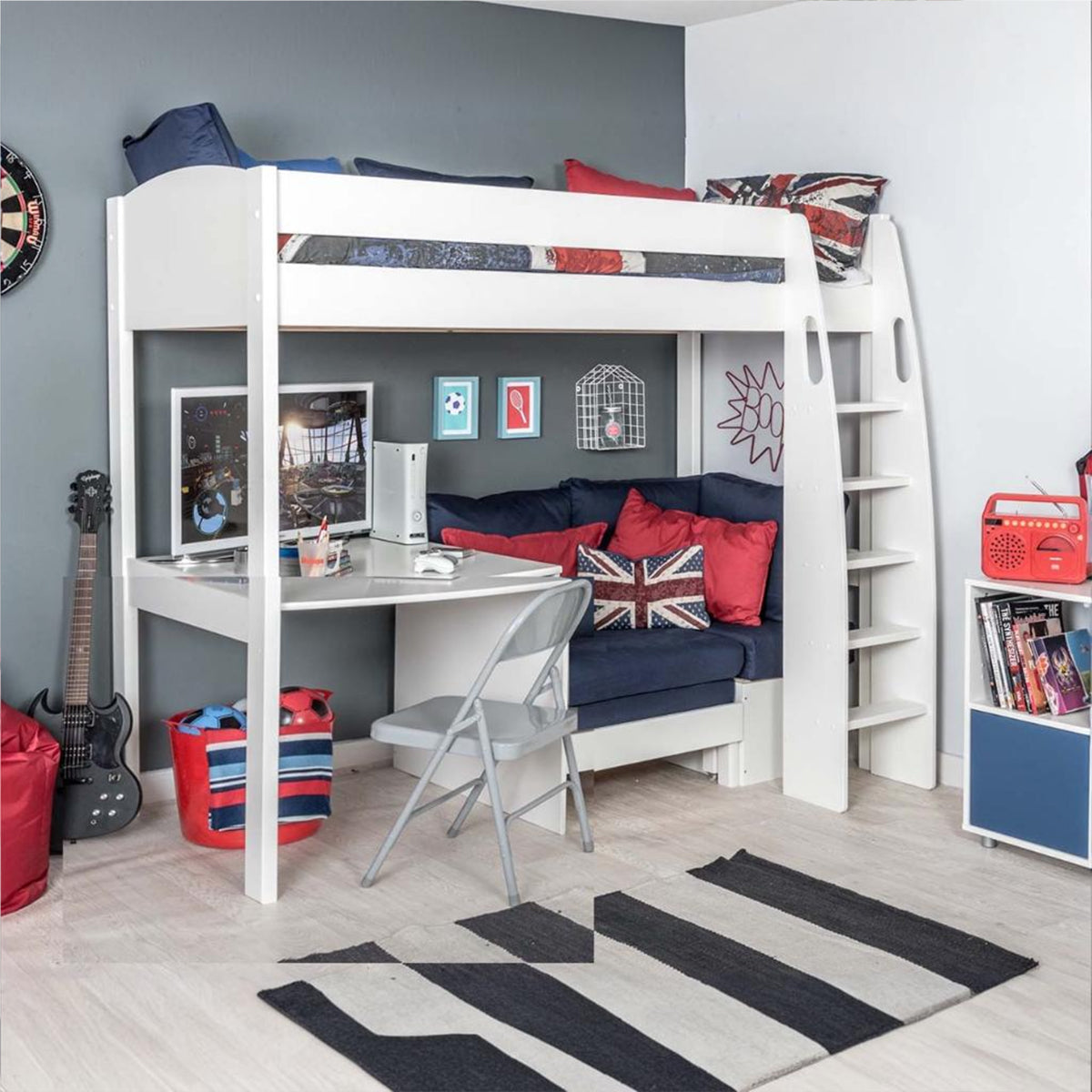 Highsleeper, Sofa, Fixed Desk Sofa Blue