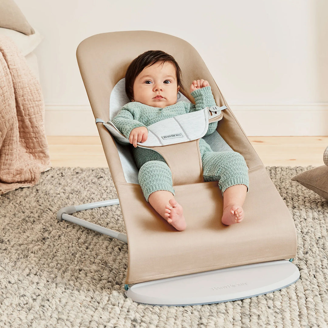 BabyBjörn Baby Bouncers Balance Soft- Woven/ Jersey, Beige/Grey