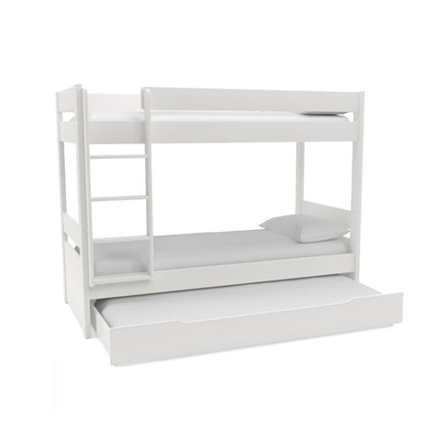 Uno White Bunk Bed With Trundle Drawer
