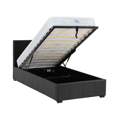 Waverley 3FT Storage Bed - Black Faux Leather