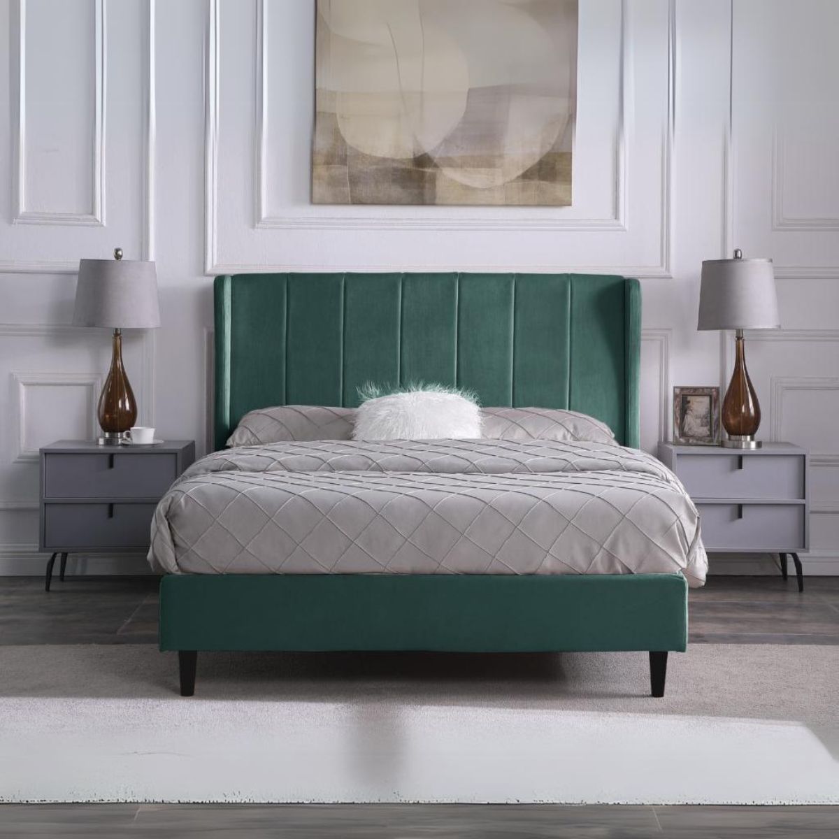 Amelia 5FT Bed - Green Velvet Fabric