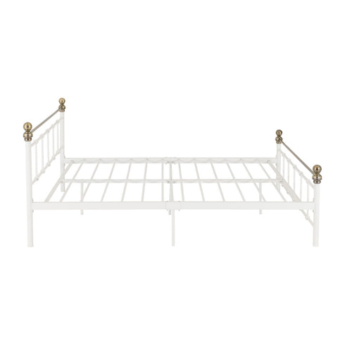 Marlborough 4FT6 Bed - White/Antique Brass