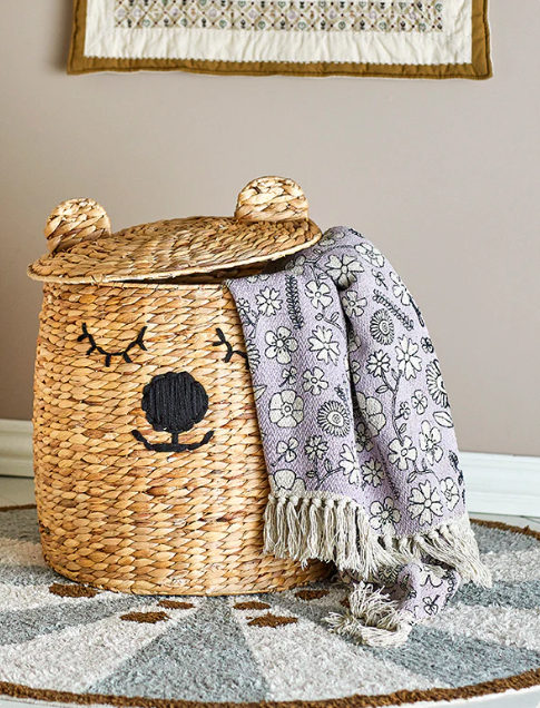 Bloomingville Dolma Basket w/Lid, Nature, Water Hyacinth