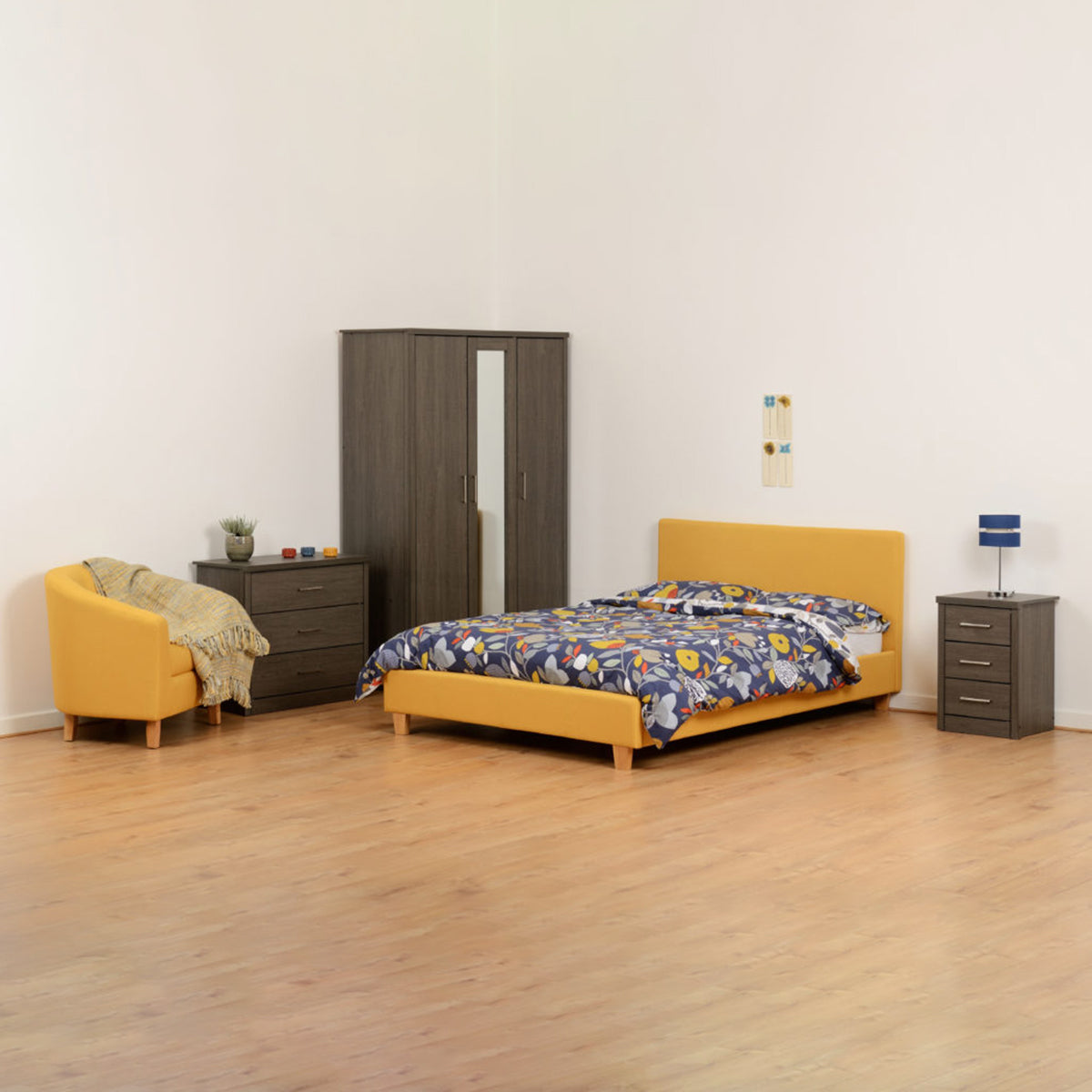 Prado 4FT6 Bed - Mustard Fabric