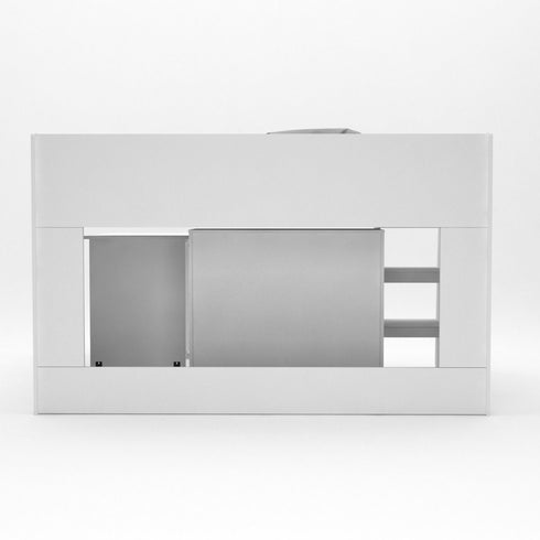 Kidsaw Kudl Storage Mid Sleeper with Desk and Cupboard - White