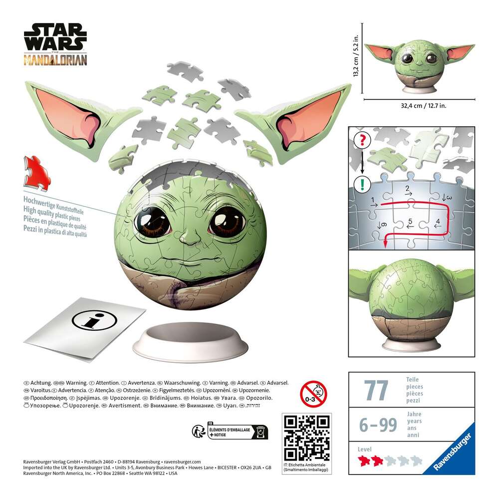 Star Wars Grogu with Ears 72 Piece 3D Puzzle Ball