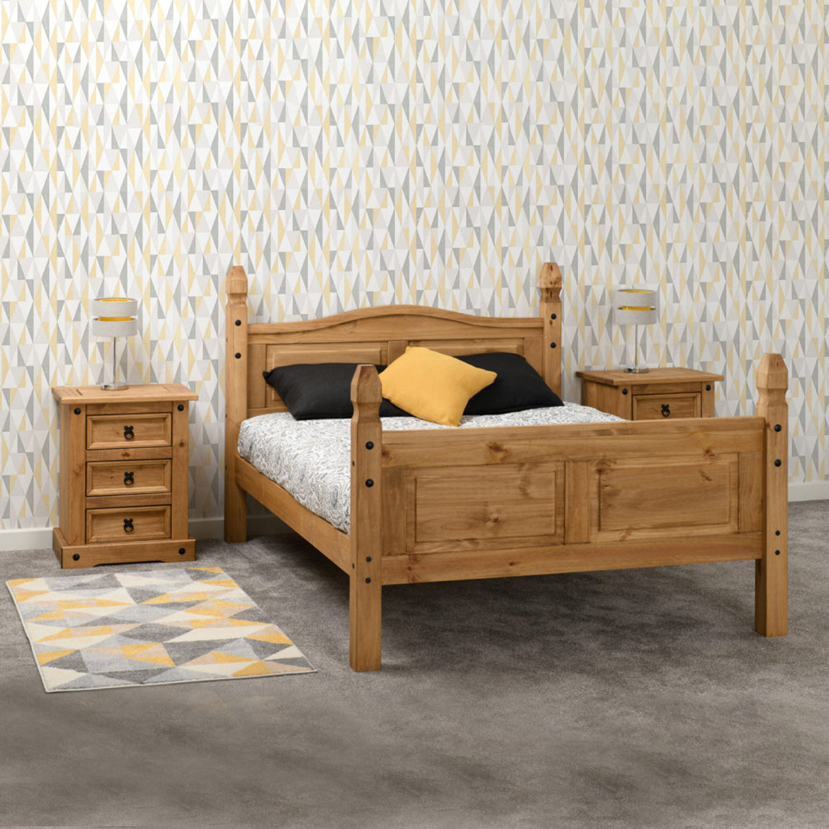 Corona 5FT Bed High Foot End - Distressed Waxed Pine