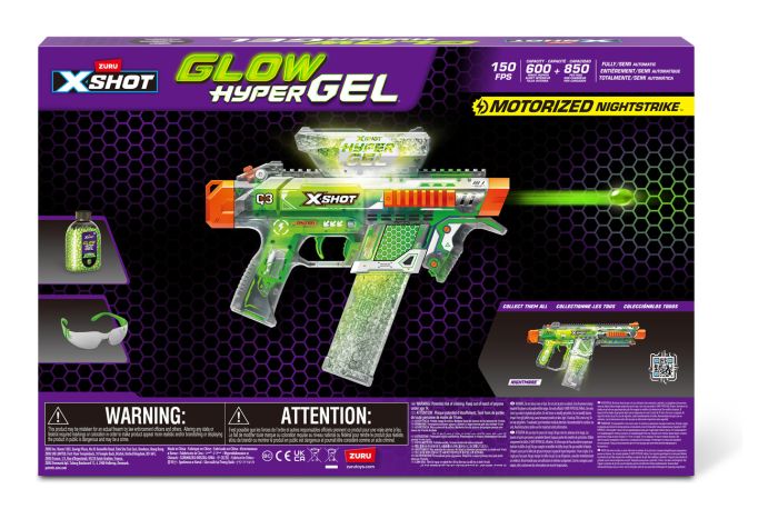 XShot Hyper Gel Glow In The Dark Nightstrike Blaster (5,000 Glow In The Dark Hyper Gel Pellets)