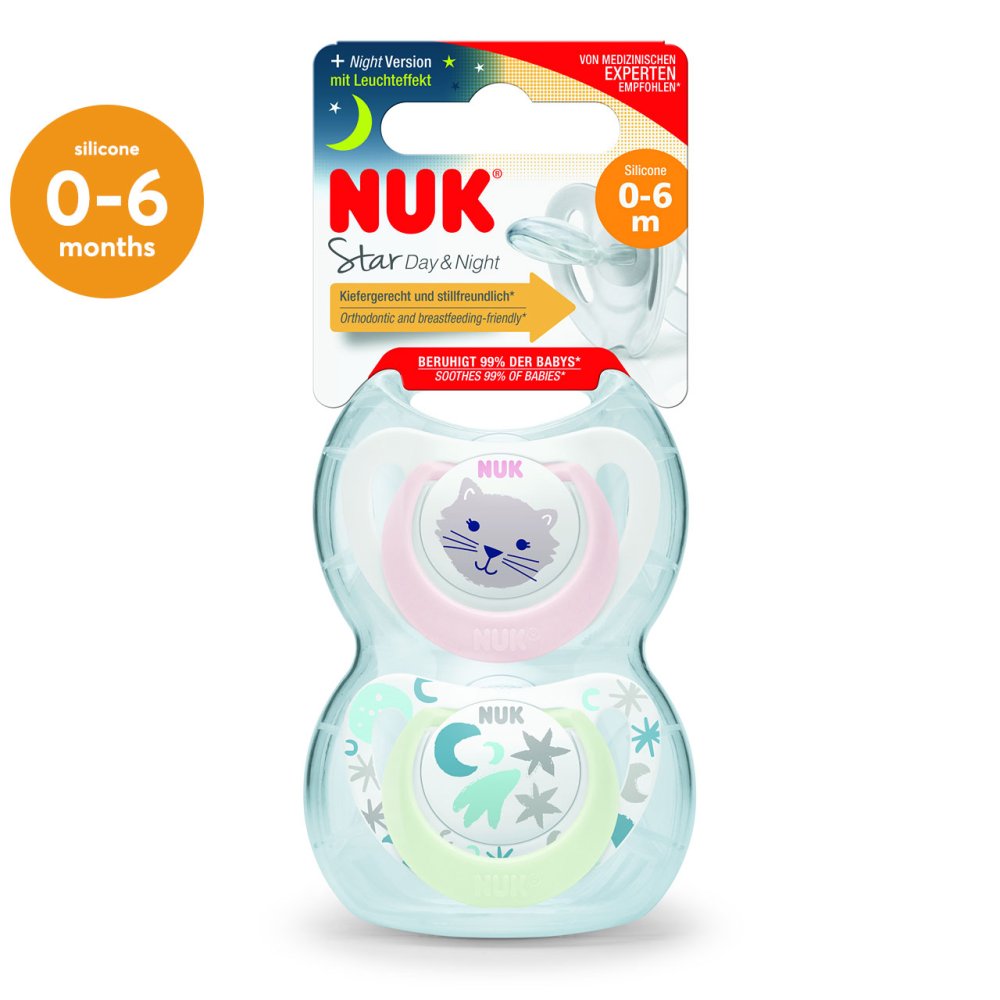 NUK Star Day Night Soother 0-6 Months