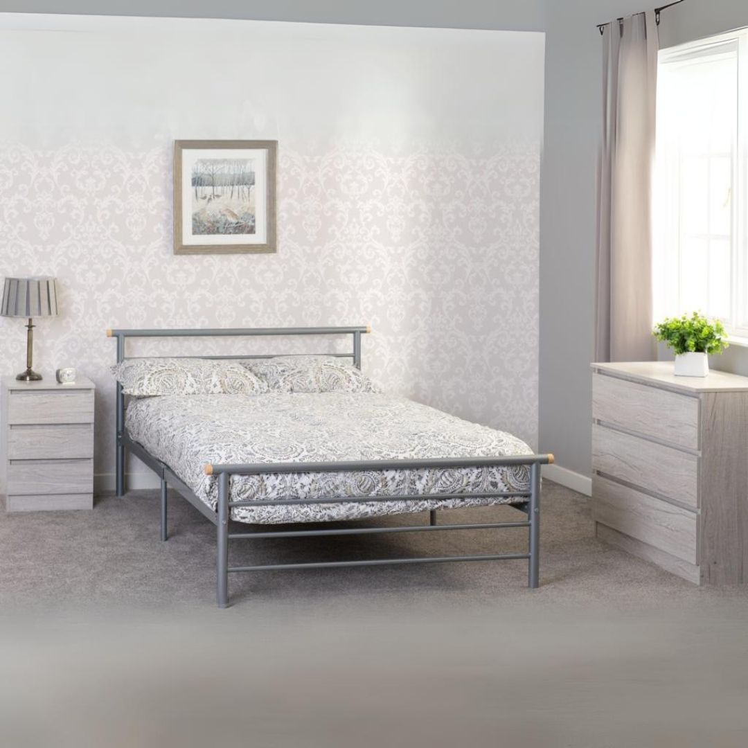 Orion 4FT6 Bed - Silver