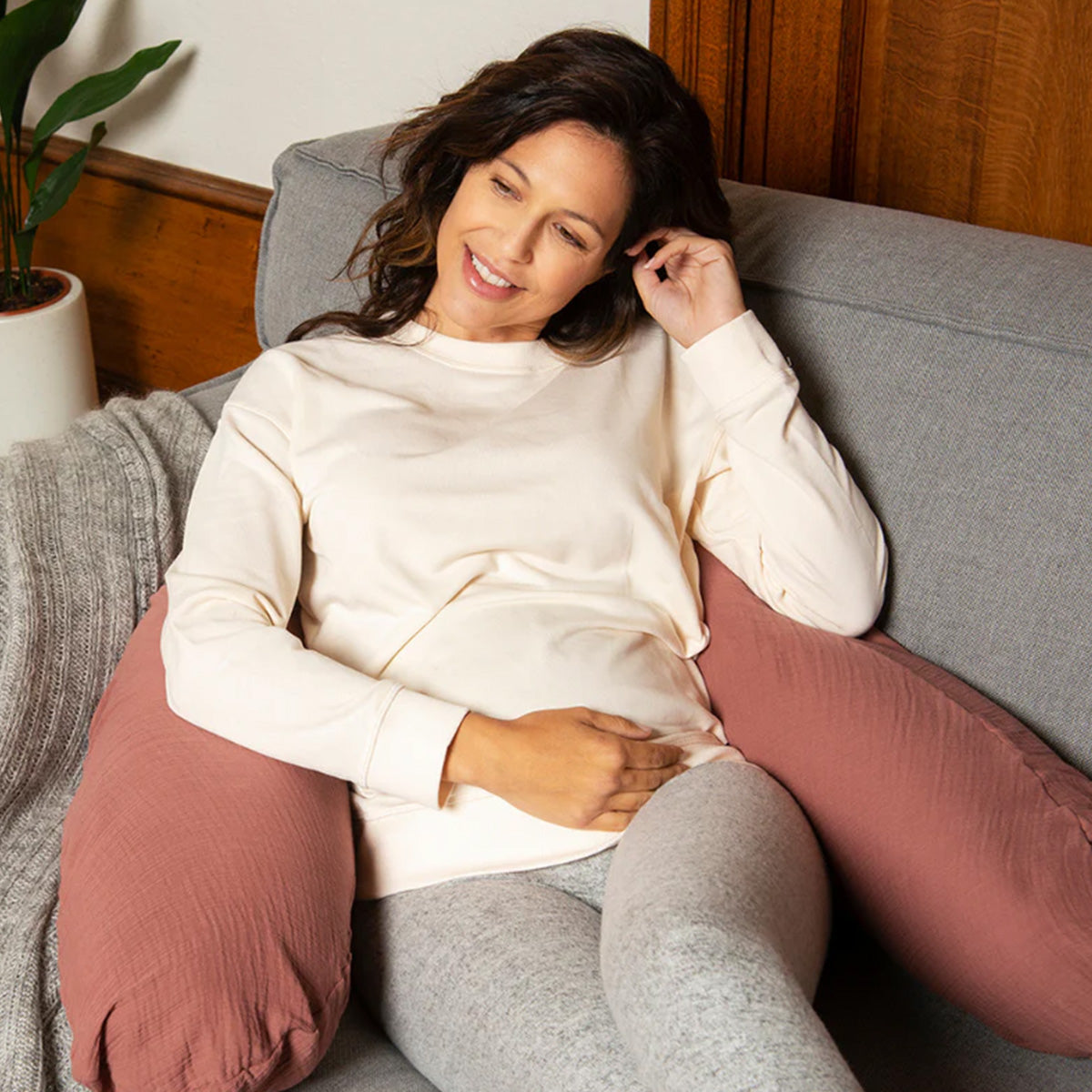 Doomoo Comfy Big Maternity Pillow - Muslin Brick
