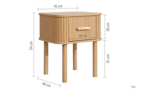 Axel 1 Drawer Fluted Bedside Oak