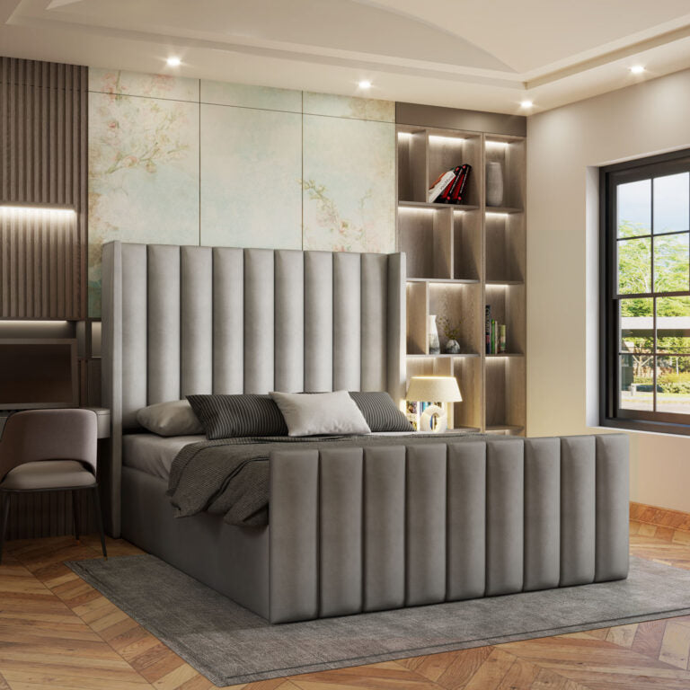 Lined Wingback Bed Frame