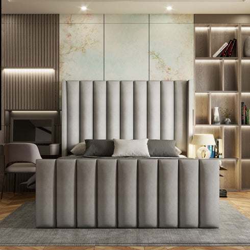 Lined Wingback Bed Frame