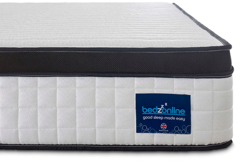 BedzOnline Memory Foam Mattress Pocket Sprung Mattress with 3D Breathable Knitted Fabric and Airy Mesh