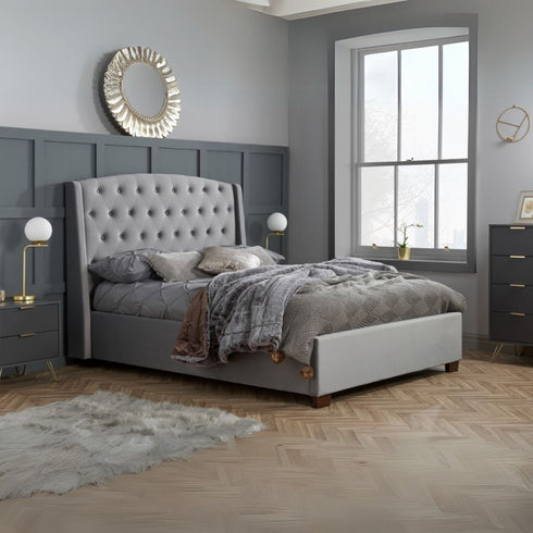 Balmoral Fabric Bed Grey Velvet