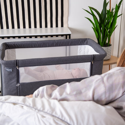 Red Kite Cozysleep Bedside Crib- Grey