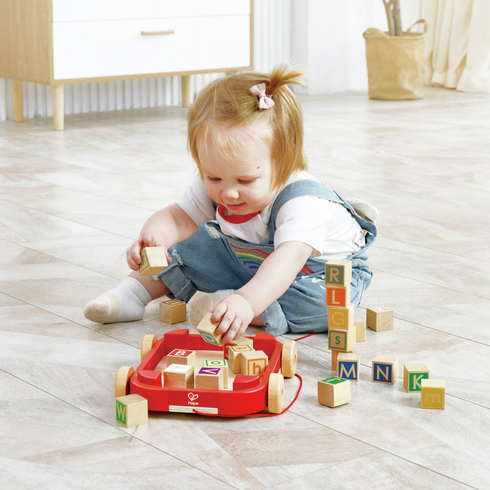 Hape Pull-along Cart with Stacking Blocks