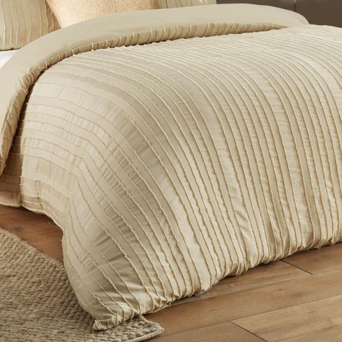 Harrison Stripe Tufted Soft Touch Duvet Cover Set White - Double