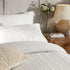 Harrison Stripe Tufted Soft Touch Duvet Cover Set White - Double