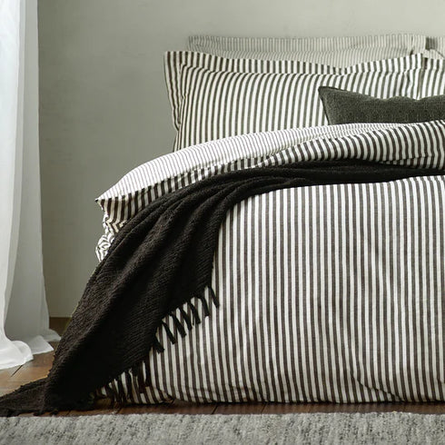 Yard Hebden Mélange Stripe 100% Cotton Duvet Cover Set Black