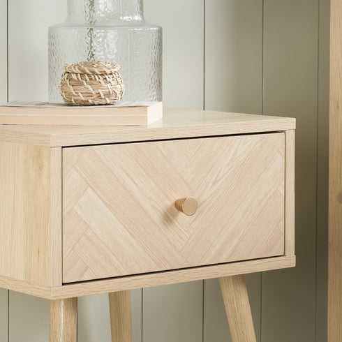 Herringford 1 Drawer Bedside Oak