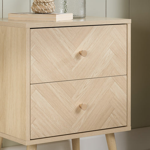 Herringford 2 Drawer Bedside Oak