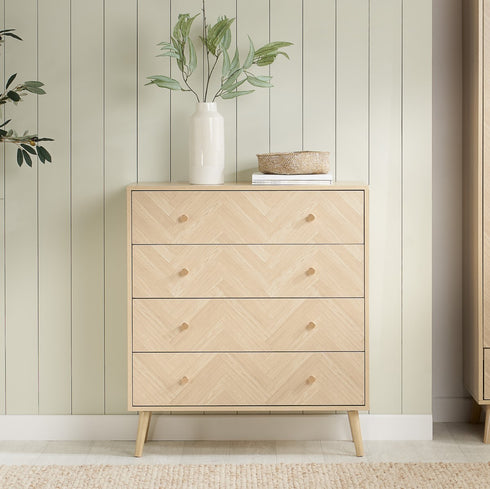 Herringford 4 Drawer Bedside Oak