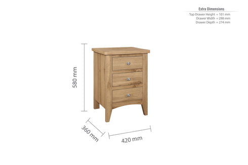 Hampstead 3 Drawer Bedside Oak