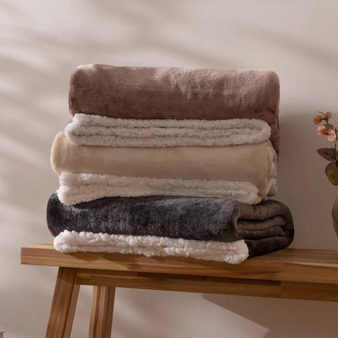 Lux Sherpa Fleece Throw Natural - 127 x 152cm
