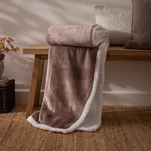 Lux Sherpa Fleece Throw Natural - 127 x 152cm