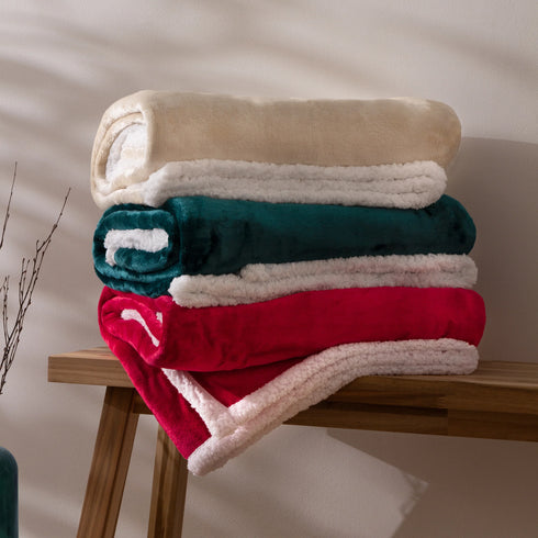Lux Sherpa Fleece Throw Natural - 127 x 152cm