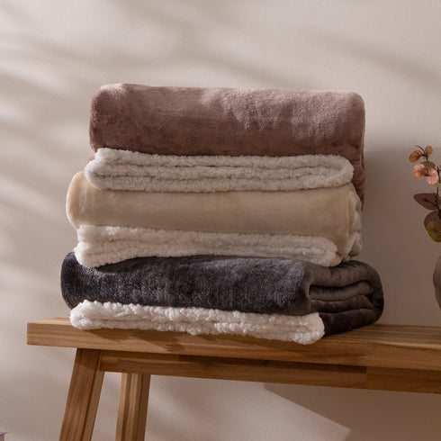 Lux Sherpa Fleece Throw Natural - 127 x 152cm