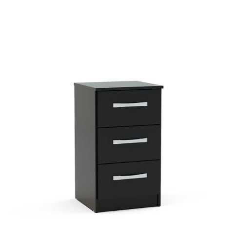 Lynx 3 Drawer Bedside - Black