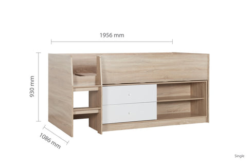 Leyton Cabin Bed White & Oak Effect