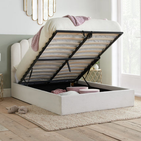 Monaco Fabric Ottoman Bed White