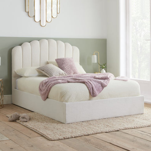 Monaco Fabric Ottoman Bed White