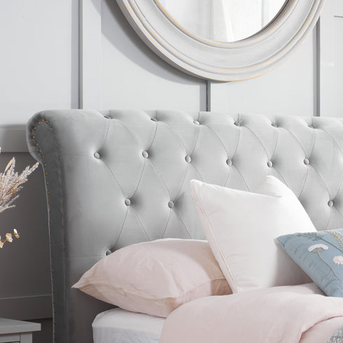 Opulence Fabric Bed Grey Velvet