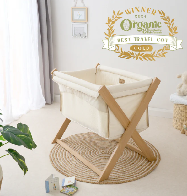 Clair De Lune Organic Folding Crib - Cream