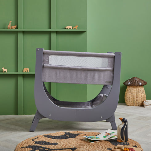 Shnuggle Air Lite Bedside Crib with Mattress- Grey