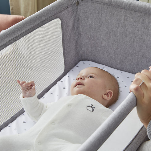 Shnuggle Air Lite Bedside Crib with Mattress- Grey