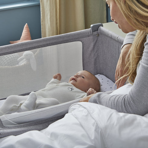 Shnuggle Air Lite Bedside Crib with Mattress- Grey