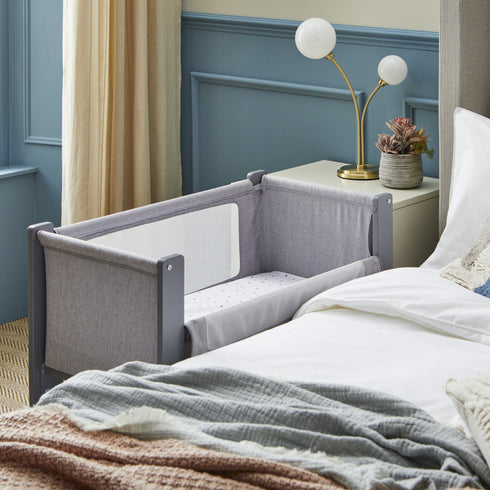 Shnuggle Air Lite Bedside Crib with Mattress- Grey